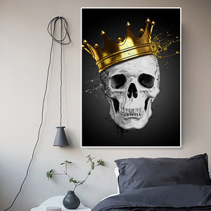 2021 New Vintage Skull Crown Canvas Painting