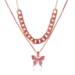 2021 new Double Layer Big Butterfly Necklace