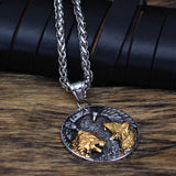 2021 New wolf and raven Viking Necklace