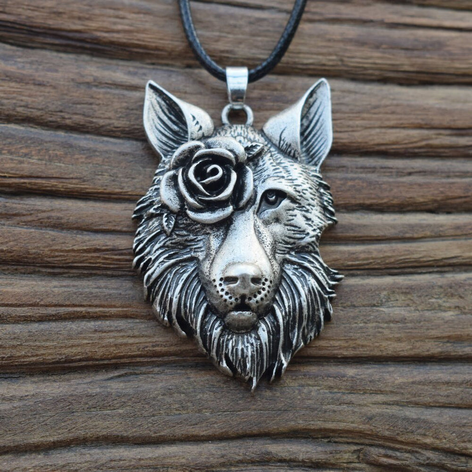 2021 New Wolf with Rose Necklace
