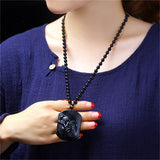 Black Carving Wolf Necklace