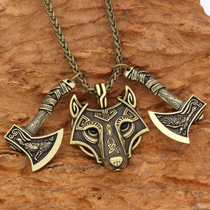 2021 New Viking amulet wolf head necklace