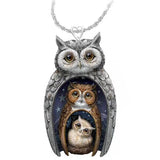 2022 New Vintage Owl Design Resin Pendant Necklace
