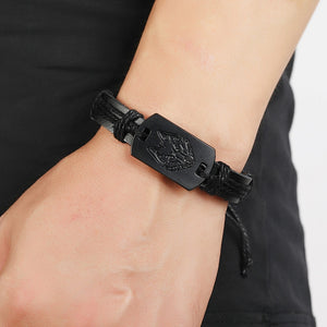 2023 New leather black wolf head bracelet