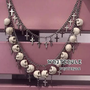 2021 New Hip-hop Gothic  White Skull Necklace