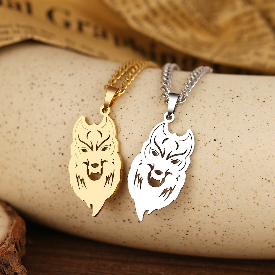 2023 New Stainless Steel Wolf  Design Necklace