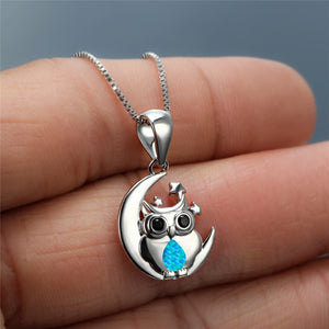2021 New Luxury Female Blue OWL Necklace