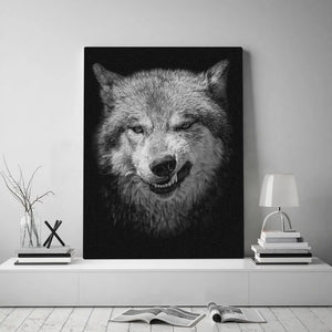 2021 New Home Canvas Black Wolf Face Paintings