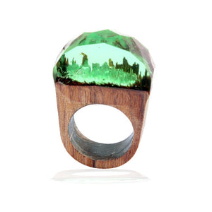 Wood Resin Stone Ring