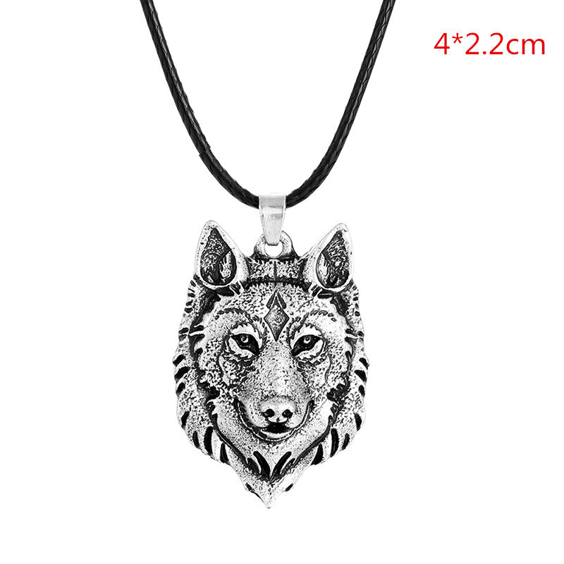 Tibetan Silver Wolf Head Necklace