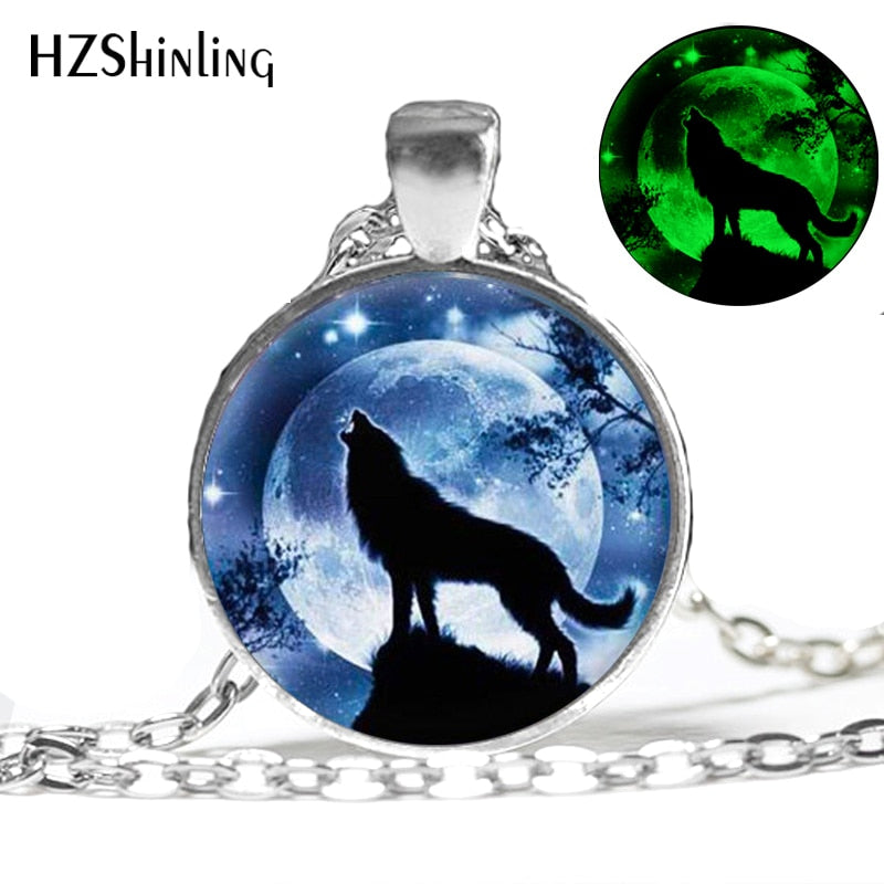 New Wolf Glass Glowing Necklace
