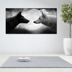 Black and White Wolf Canvas Painting