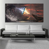 2021 New 3 Piece Ice and Fire Dragon Poster Canvas Painting