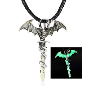 Vintage Glow In The Dark Necklace Dragon