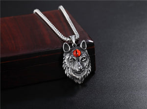 blue eye wolf necklace