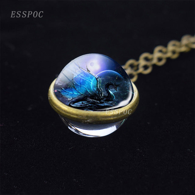2021 New Dragon Double Side Glass Necklace