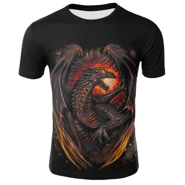 Dragons Print T-shirt Streetwear