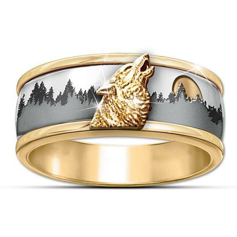 Two Tone Viking Wolf Ring