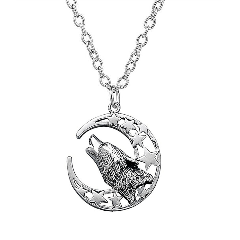 2021 Moon And Star Wolf Necklace