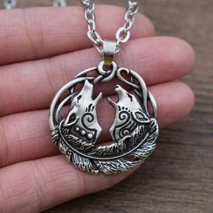 Viking Couple Wolf Necklace