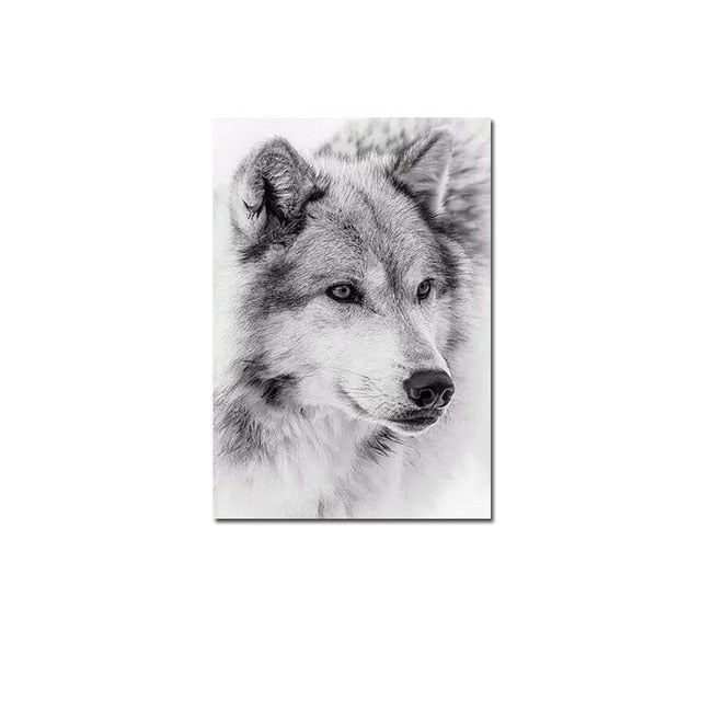 2021 New Black And White Wolf Canvas Painting