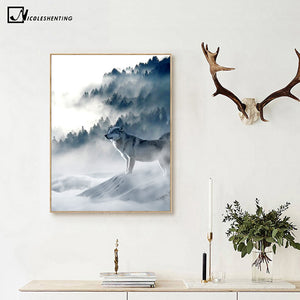 2021 New Wolf Snow Mountains Canvas Poster