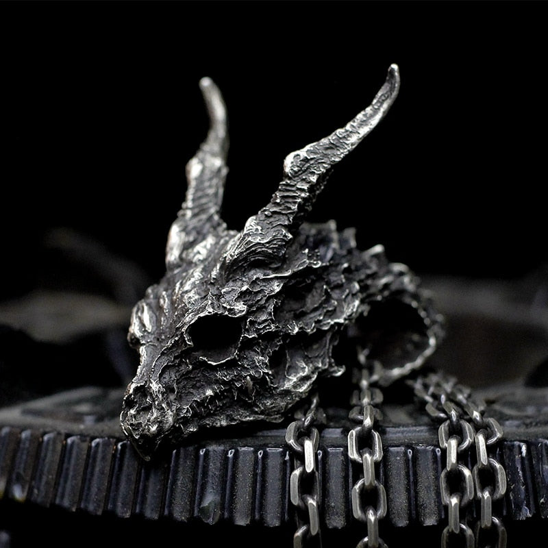 2021 New Gothic Evil Dragon Skull Necklace