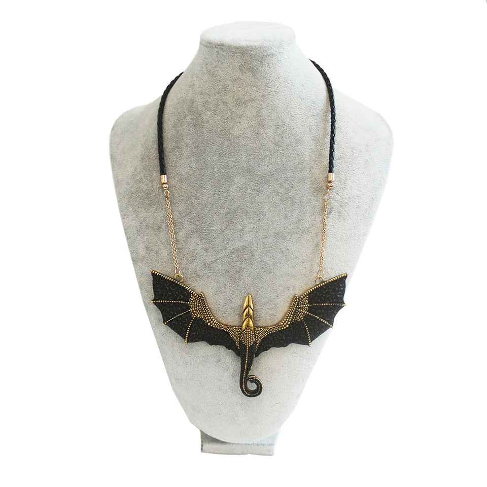 2021 Gothic Black & Gold Dragon Necklace
