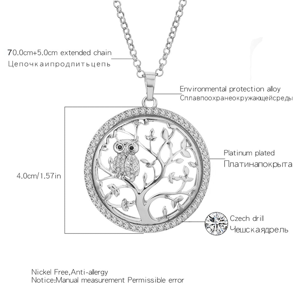 2021 New Small Owl Necklace Tree Of Life