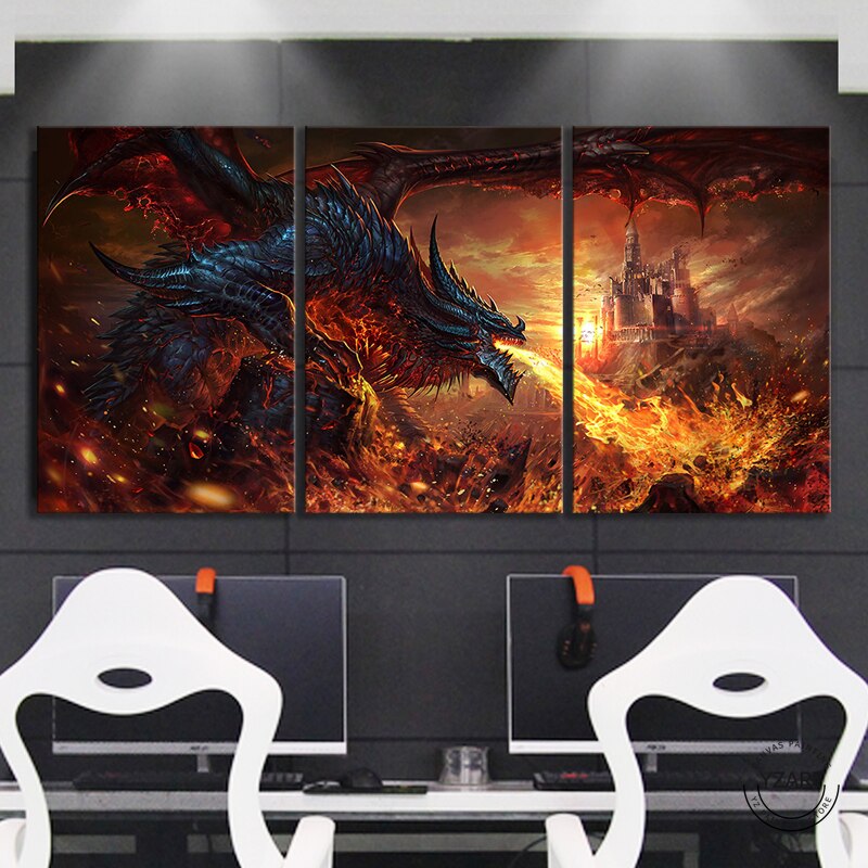 2021 New 3pcs HD Dragon Picture Art Wall Paintings