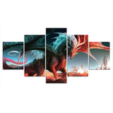 2021 New 5 PC Canvas Painting Abstract dragon Wall Art