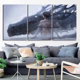2021 Wall Art 3 Pcs Dragon And Sexy Girl  Painting Poster