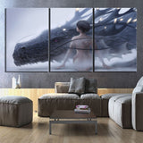 2021 Wall Art 3 Pcs Dragon And Sexy Girl  Painting Poster