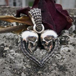 2021 New Unique Double Skull Heart Necklace