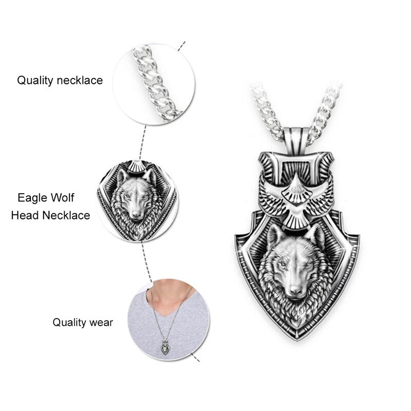 2021 Wolf Head Eagle Shield Necklace