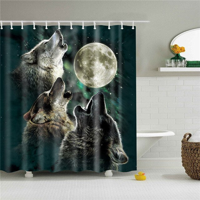 2021 New Wolf Shower Bath Curtain