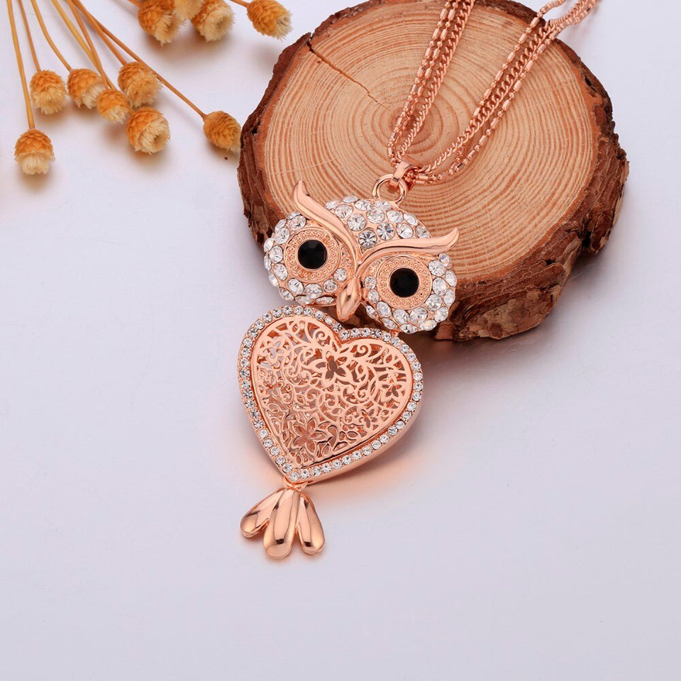 2021 New Clear Crystal Owl Necklaces
