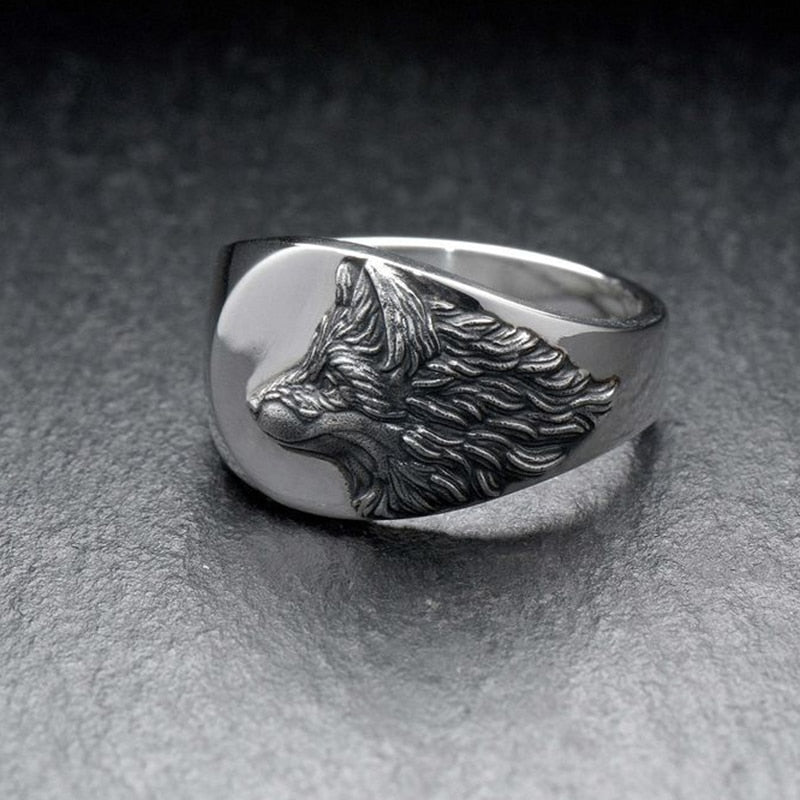 2021 New Vintage Silver Color Wolf Ring