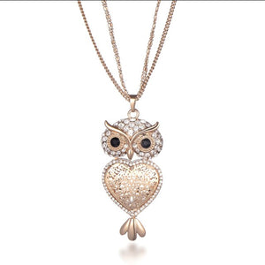 2021 New Clear Crystal Owl Necklaces