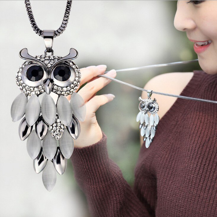 2021 New Vintage Fashion Crystal Owl Necklace