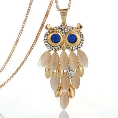 2021 New Vintage Fashion Crystal Owl Necklace