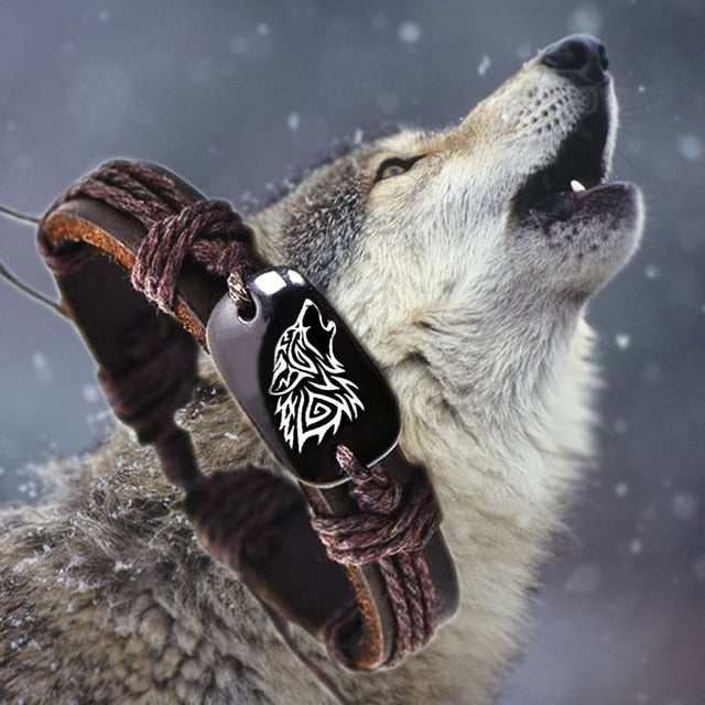 Wolf Leather Bracelet