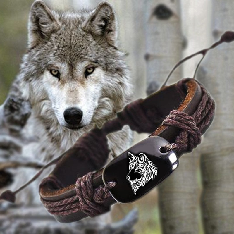 New wolf Leather Bracelet