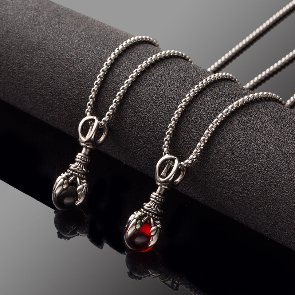 Black Red Claws Dragon Necklace