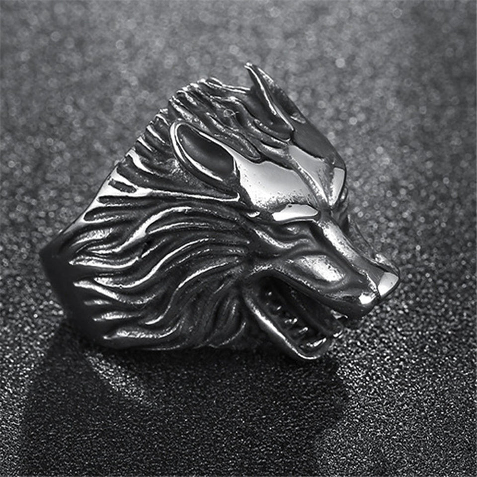 Wolf Ring Black Gold Silver Ring