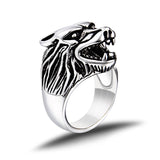 Wolf Ring Black Gold Silver Ring