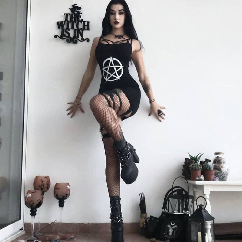 Sexy Mini Dress Women Gothic