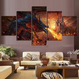 5 Piece Dragon Art Paintings Poster W