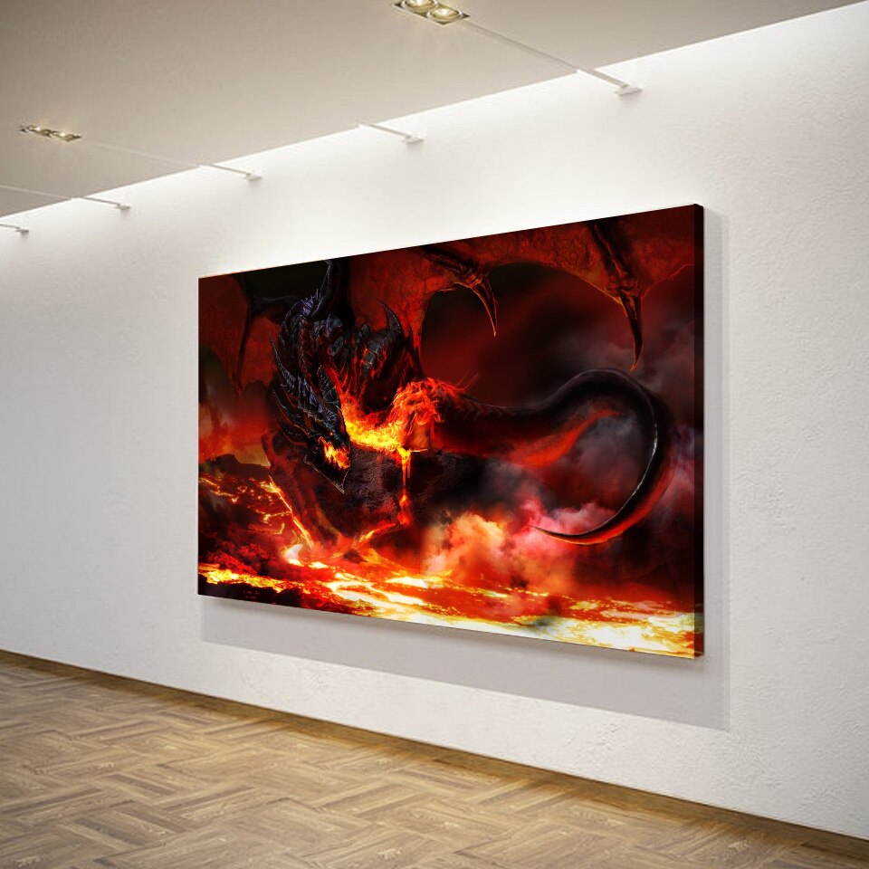 2021 New 1 piece canvas art dragon flame canvas