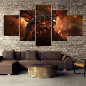 2021 5 Piece HD Print World of Warcraft Dragon canvas